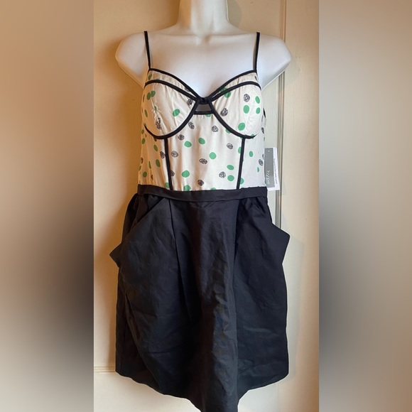 SOLD Hype Spaghetti Strap lingerie inspired Dress black green white NWT Size 8 - Picture 2 of 9